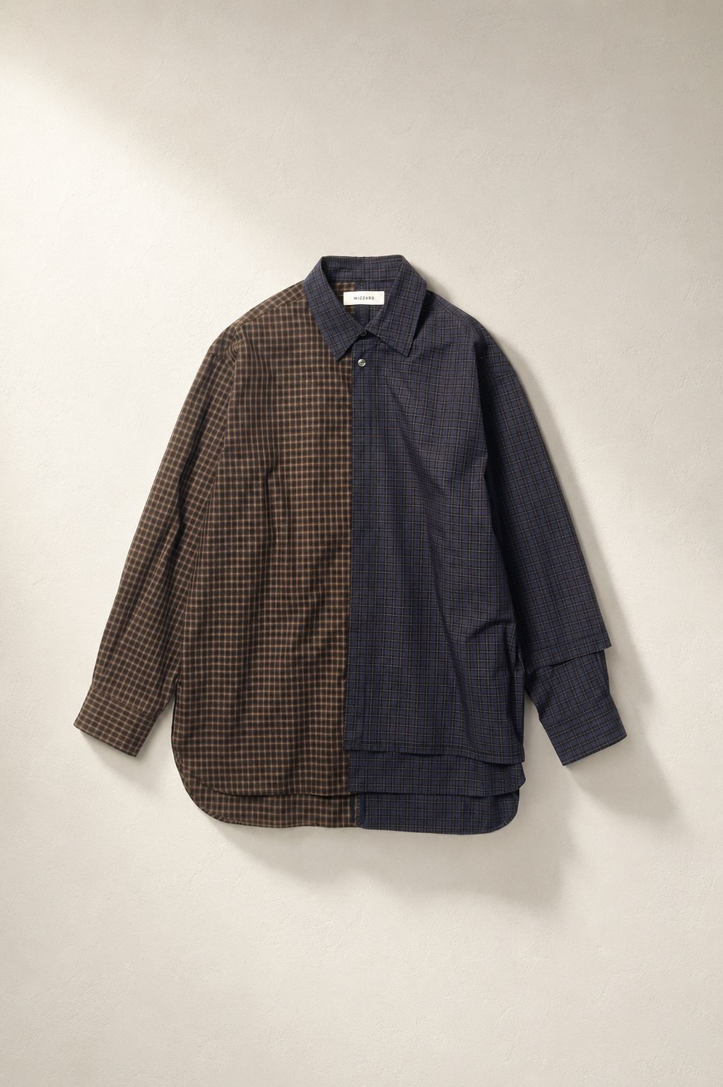 【アシンメトリー2WAYシャツ】 DOCKING FLIP SHIRT / チェックシャツ / リラックスフィット