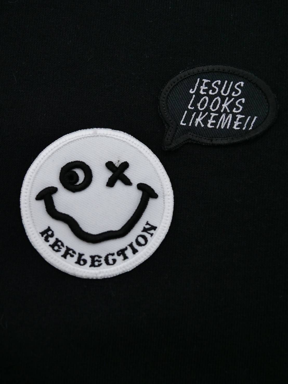 「リメイクTシャツ」 ニコちゃんTシャツ /ワッペン / BLACK  / ユニセックス / usaコットン tシャツ