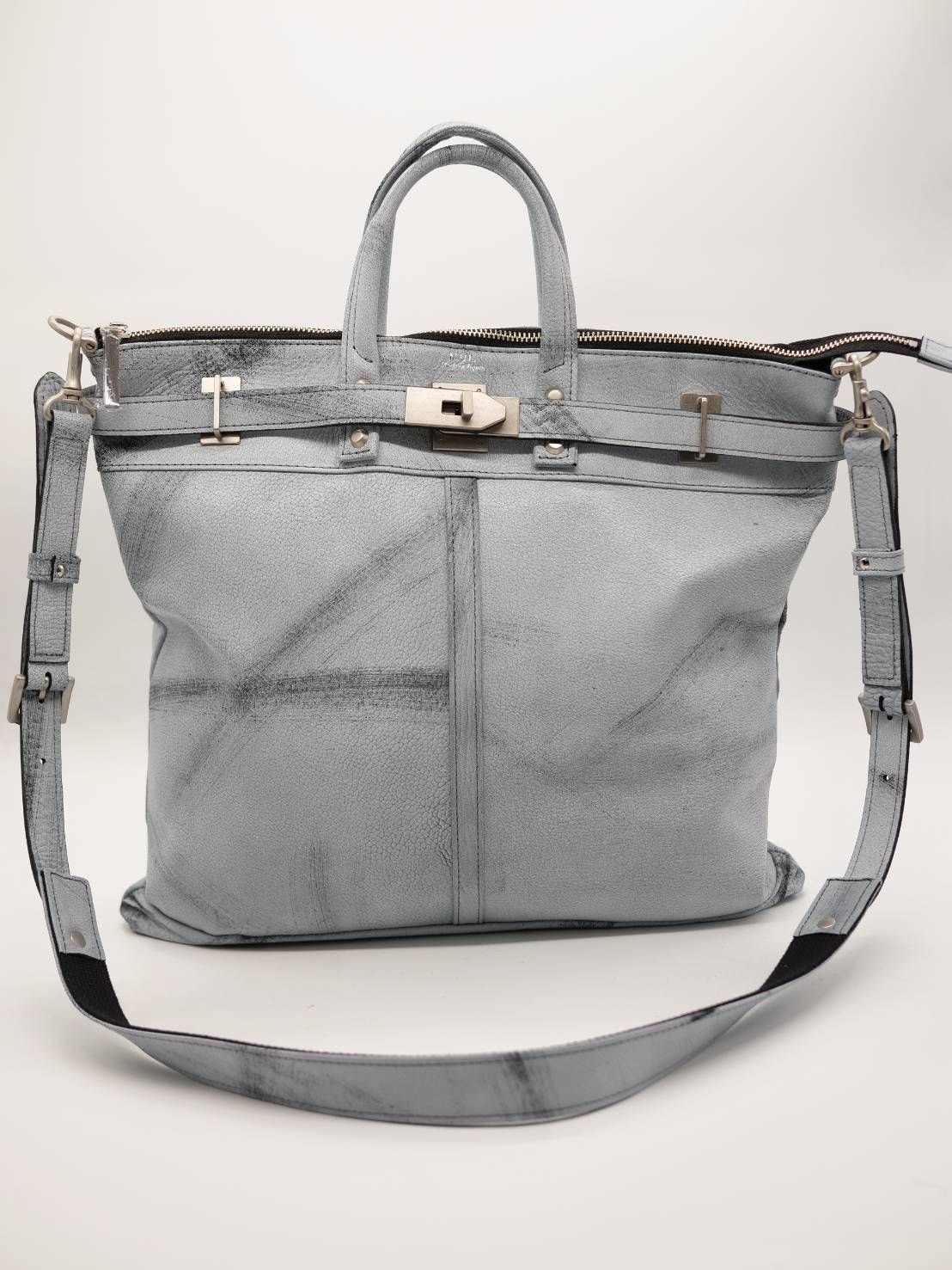 M.U.L 日本製 本革ヘルメットバッグ ヴィンテージホワイト｜2WAY ショルダートート｜姫路レザー使用｜メンズ レディース UNISEX