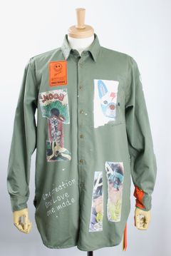 ONE-512 Long Military Shirt / ミリタリーシャツ / Hand Made / ハンドメイド / Dog / ハンドペイント