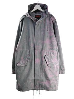 【1点物】ブリーチ花柄プリント モッズコート｜ミリタリー×現代アート｜大人のための3シーズンアウター