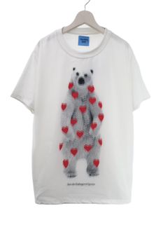 【3DアートTシャツ】 RED LIST BEAR TR-003 / ハート白クマ   / アートブランド / Art Tシャツ / WHITE / トロンプルイユファッション / ユニセックス