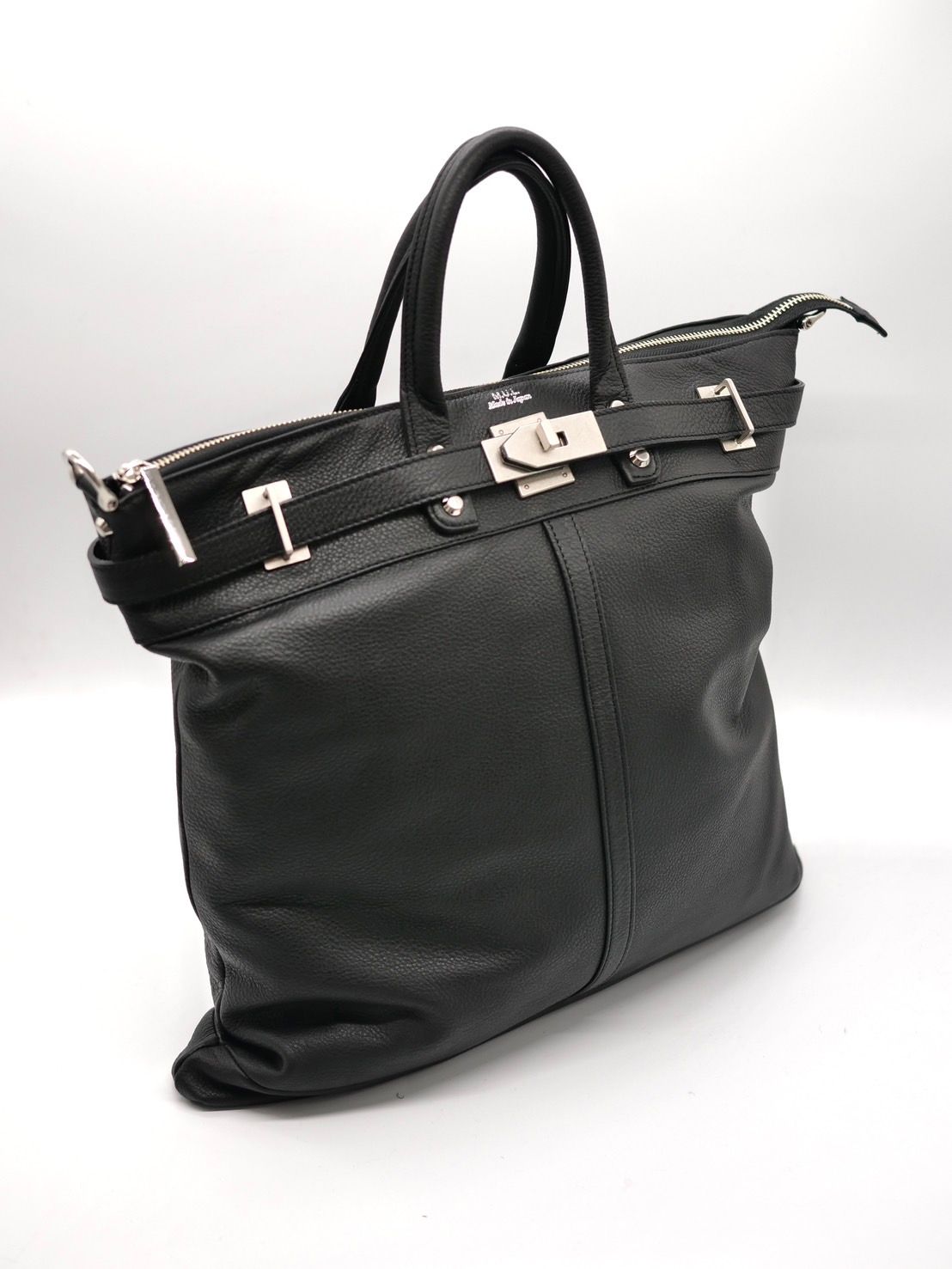 【M.U.L/ エムユーエル】本革（レザー） ブラック / ヘルメットバック / 日本製 / Made in Japan / 2way Bag / ショルダートートBag / メンズ レディース 兼用 UNISEX