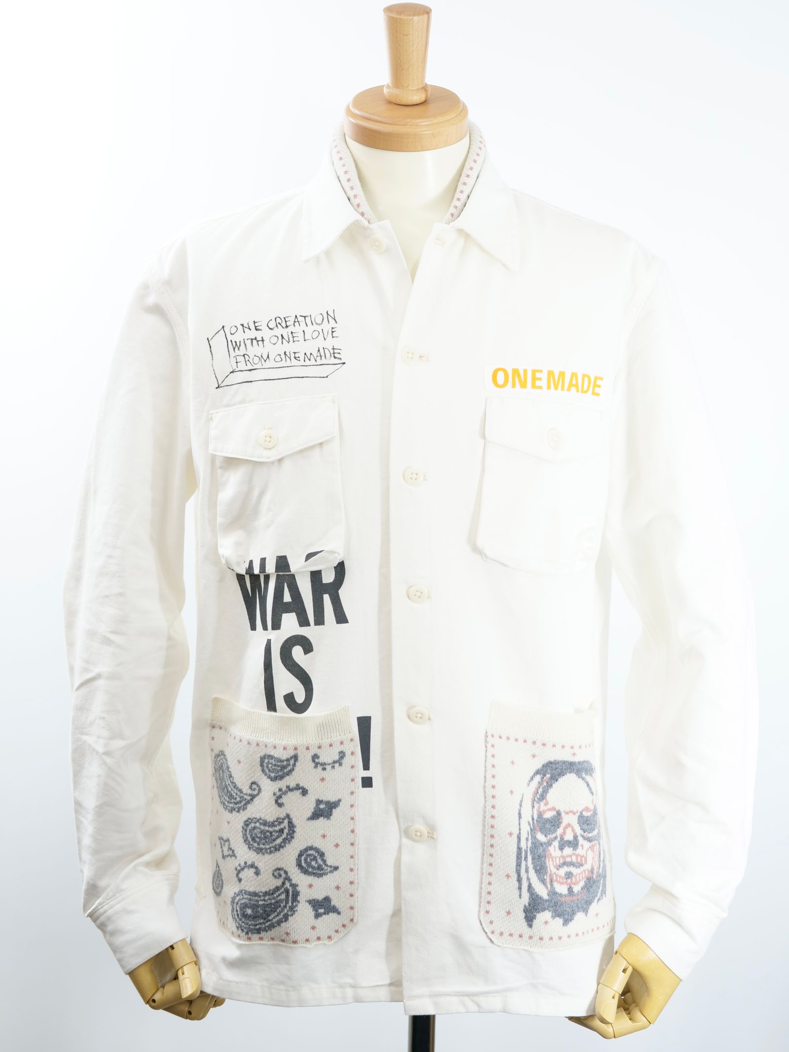 【今期トレンドの大人ミリタリー】ONE-997 / MILITARY SHIRT / ミリタリーシャツ / カシミアニットドッキング / ハンドメイド