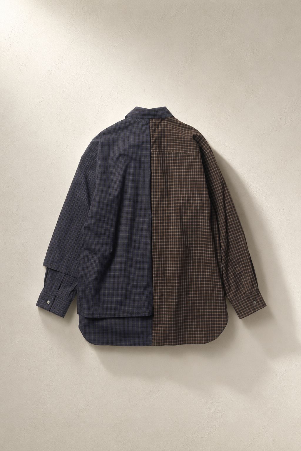 【アシンメトリー2WAYシャツ】 DOCKING FLIP SHIRT / チェックシャツ / リラックスフィット