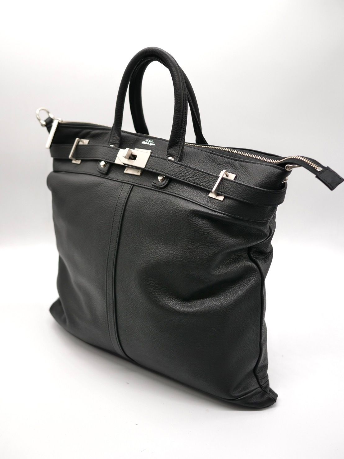 【M.U.L/ エムユーエル】本革（レザー） ブラック / ヘルメットバック / 日本製 / Made in Japan / 2way Bag / ショルダートートBag / メンズ レディース 兼用 UNISEX