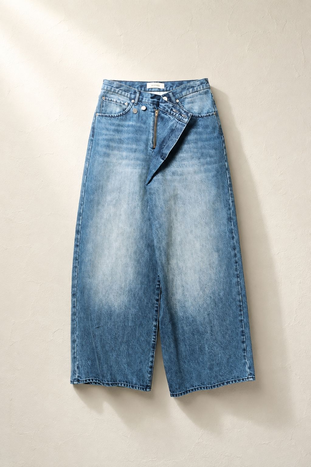 【ワイドデニムパンツ】 OVERLAP DENIM WIDE PANTS / インディゴブルー / ストレート / 13.3オンス