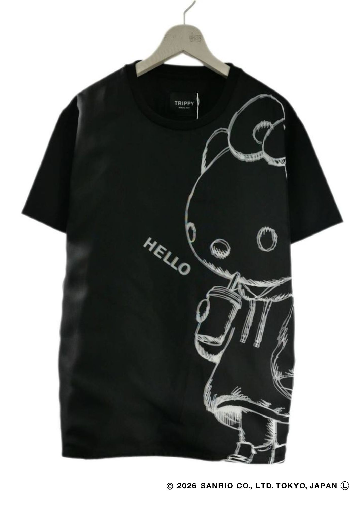 【HELLO KITTY デザイン】TR-095 アートTシャツ /サンリオキャラクターコラボ /BLACK / ユニセックス