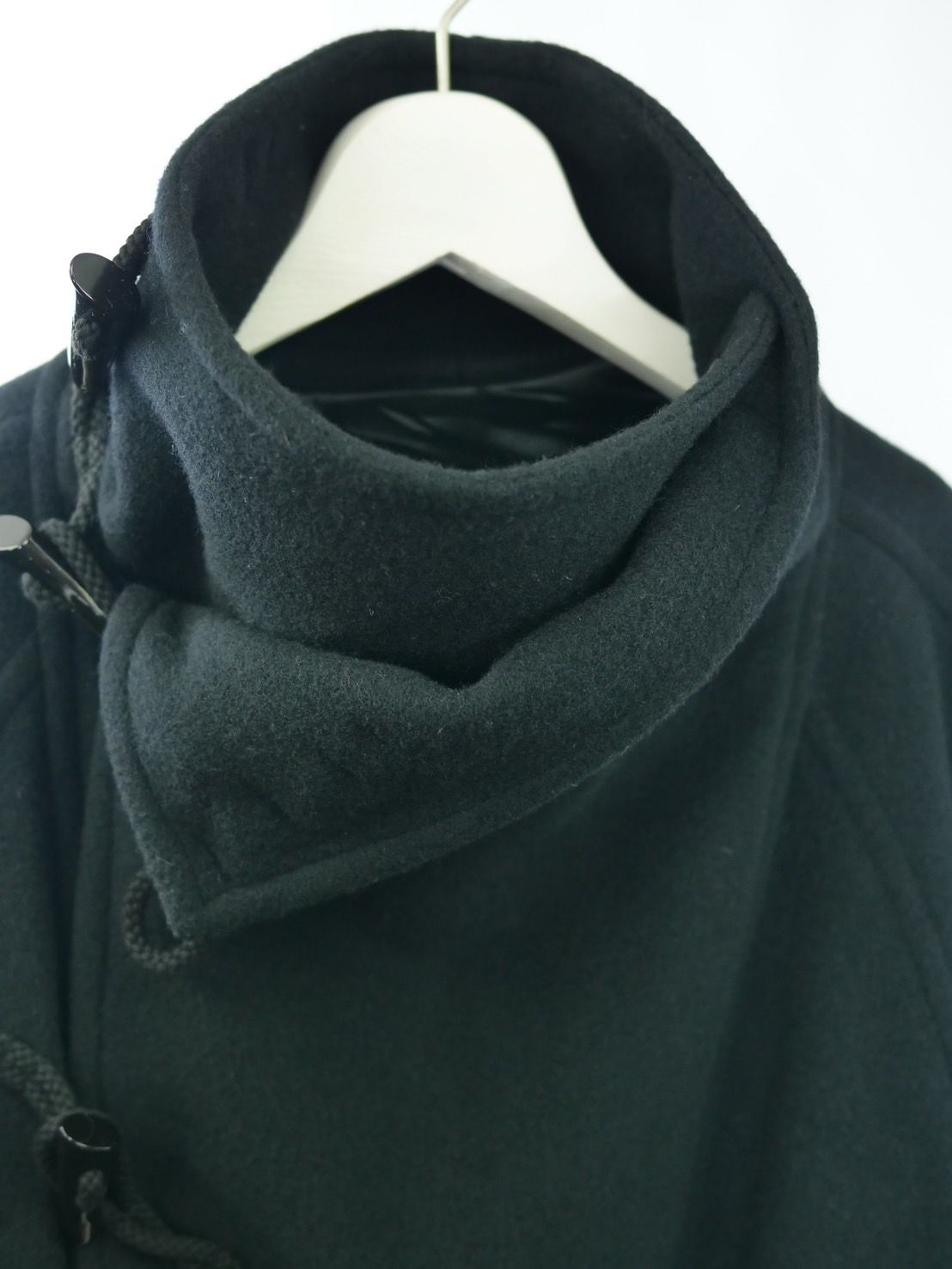 【WOOL混紡コート】ハイネックダッフルコート / メルトン生地 / オーバーサイズコート / BLACK