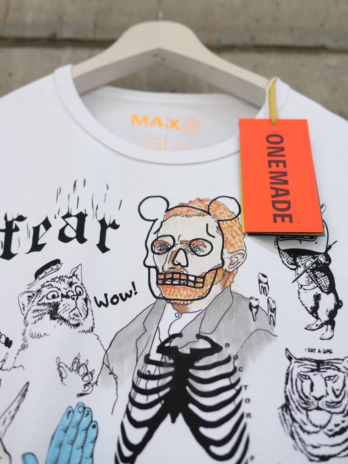 【アート作家が手がけるTシャツ】ONEMADE / LANDERBLUE別注モデル / Art Tシャツ / 1点物 / 白色 / WHITE