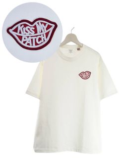 「リメイクTシャツ」 キスマークTシャツ /ワッペン / KISSMY PATCH / WHITE  / ユニセックス / usaコットン tシャツ