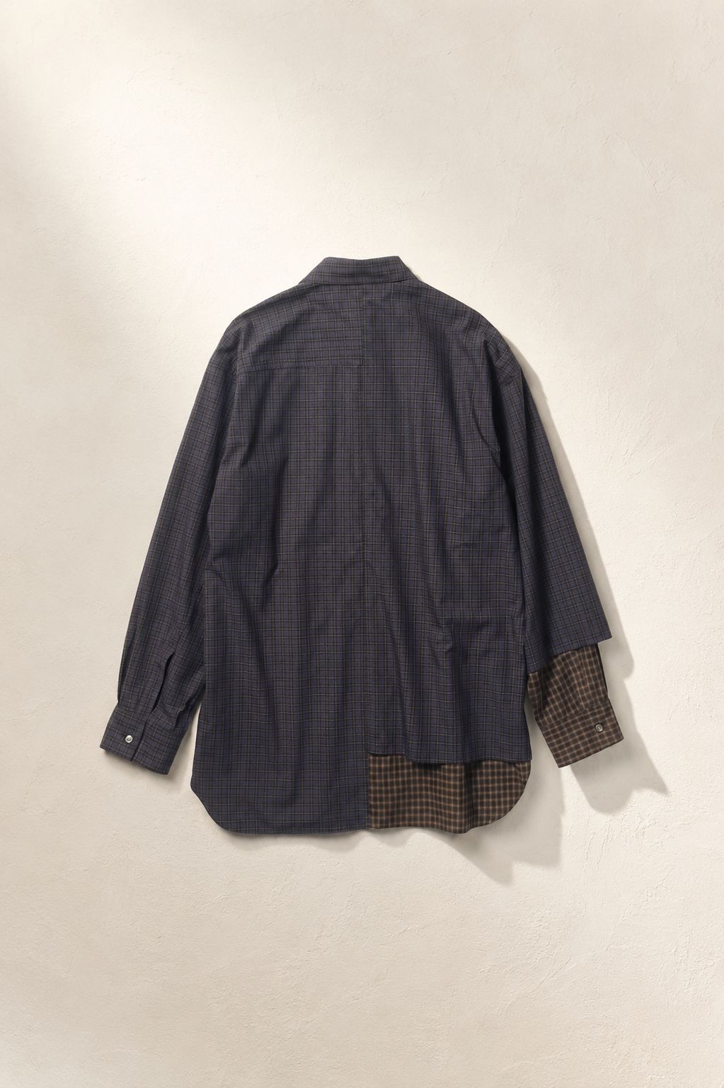 【アシンメトリー2WAYシャツ】 DOCKING FLIP SHIRT / チェックシャツ / リラックスフィット