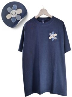 【ニコちゃんデザイン】 刺繍Tシャツ / 6.6オンス / ヘヴィウエイト / シンプルTシャツ / 1ポイントデザイン