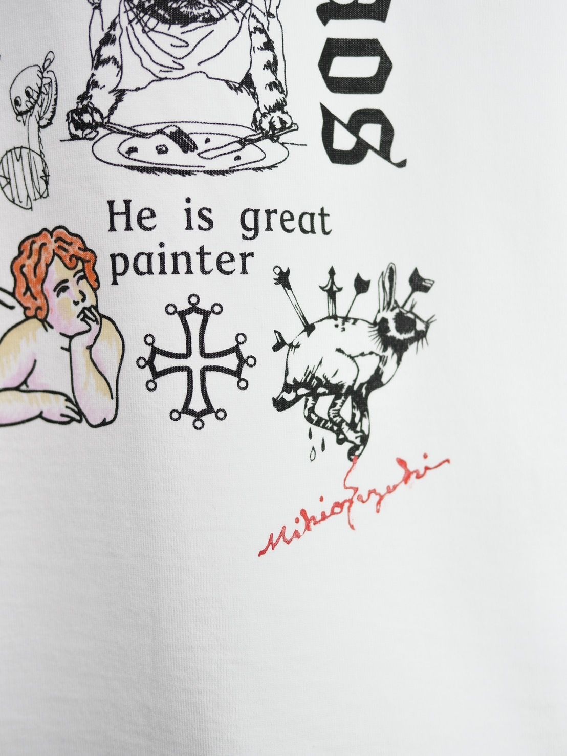 【アート作家が手がけるTシャツ】ONEMADE / LANDERBLUE別注モデル / Art Tシャツ / 1点物 / 白色 / WHITE