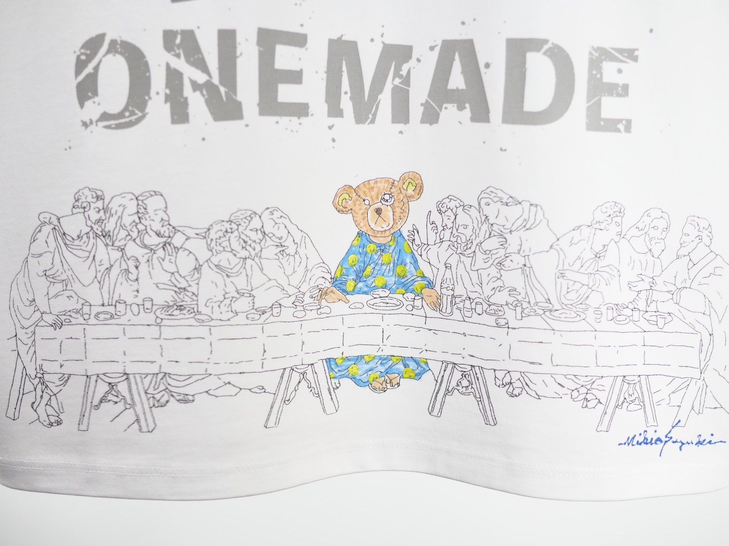 【アート作家が手がけるTシャツ】ONEMADE / LANDERBLUE別注モデル / Art Tシャツ / 1点物 / 白色 / WHITE