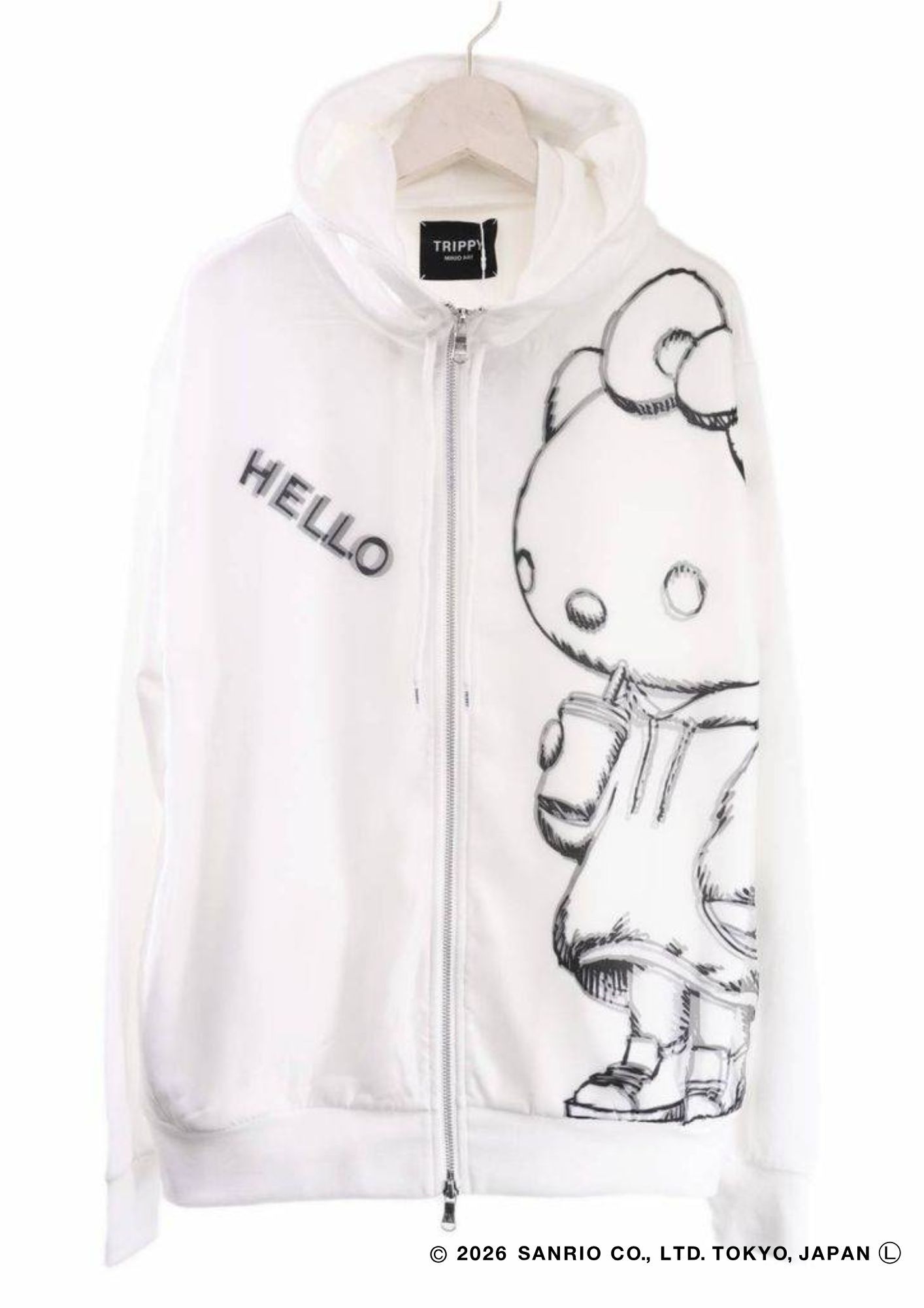 【HELLO KITTY デザイン】TR-103 / アートパーカー / サンリオキャラクターコラボ / WHITE / ユニセックス