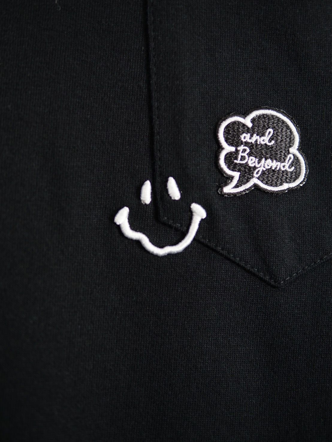 【3D刺繍】LANDER BLUE オリジナル / BLACK / ブラック / ニコちゃん刺繍 / ビックシルエット / 1ポケTシャツ