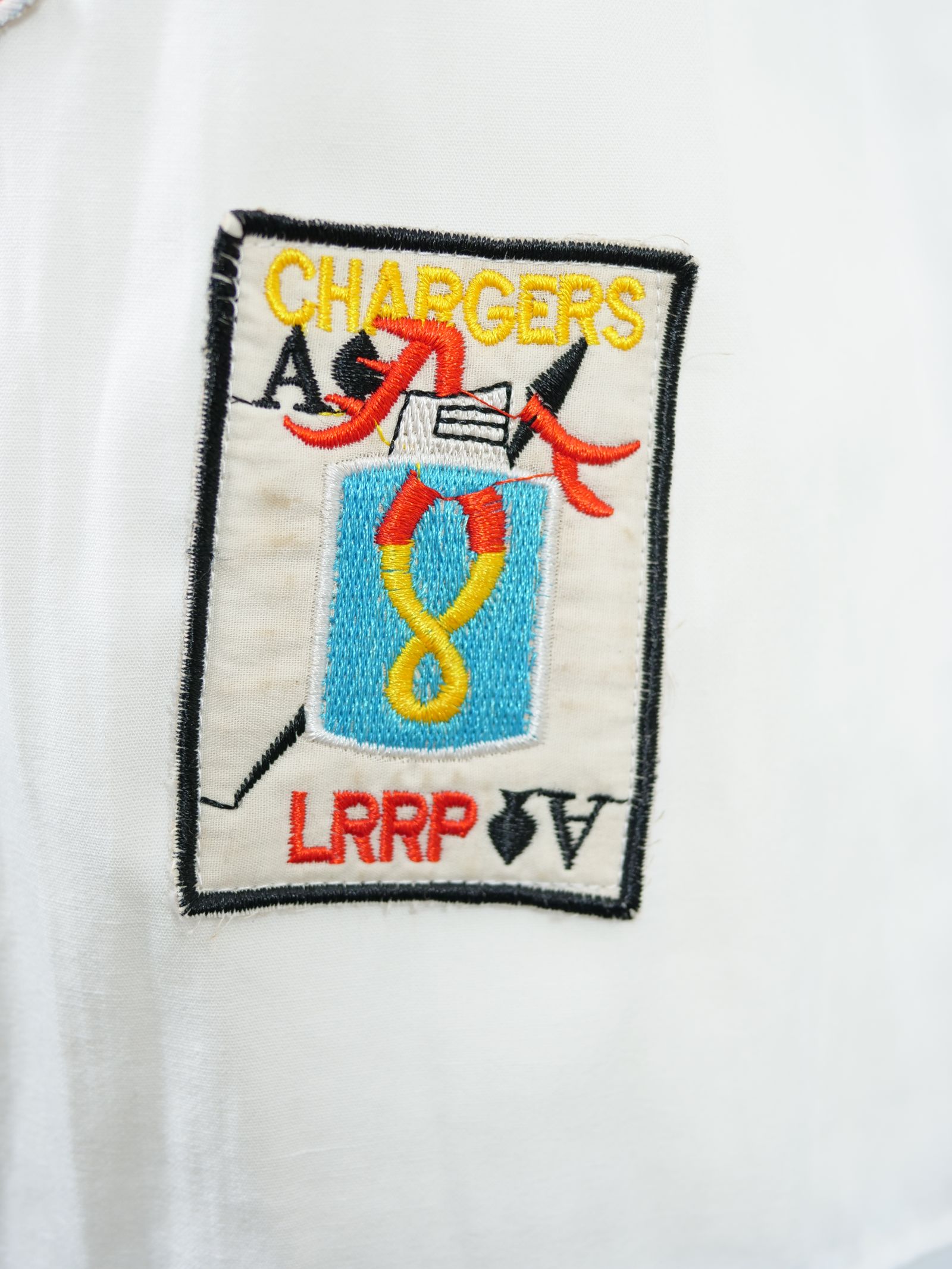 ONE-739 SHIRT /  ビンテージワッペン/ 麻混シャツ / ハンドメイドブランド/ 日本製