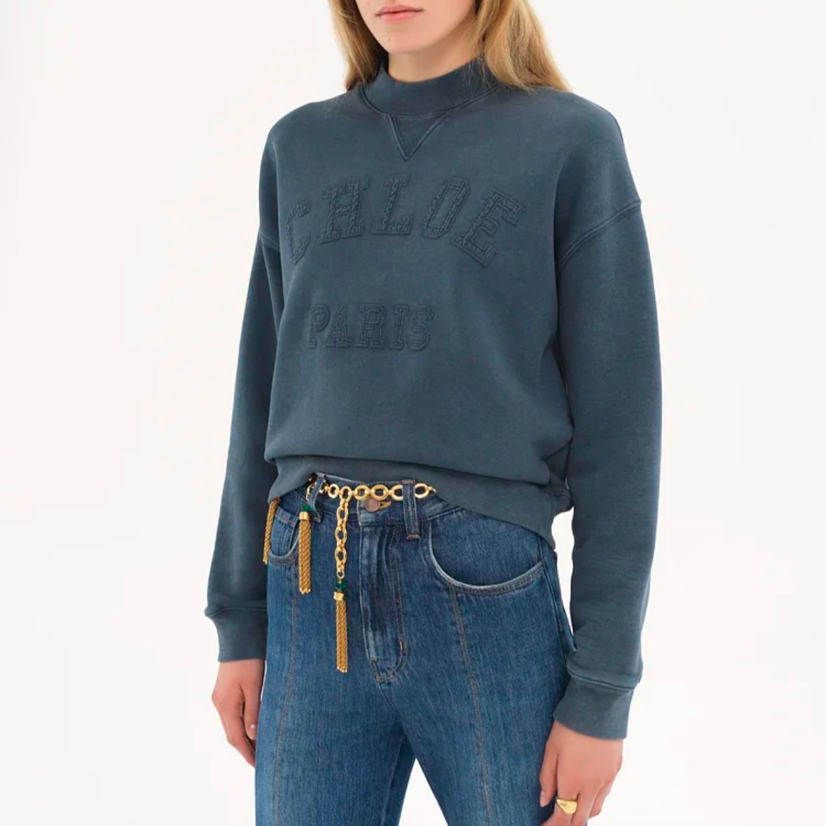 コットンフリース製 ロゴ入りショート スウェットシャツ / ブルー / 25SS new