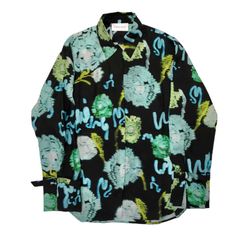 TANGIO / シルクシャツ / プリントシャツ / 柄シャツ / 長袖 / ブラック