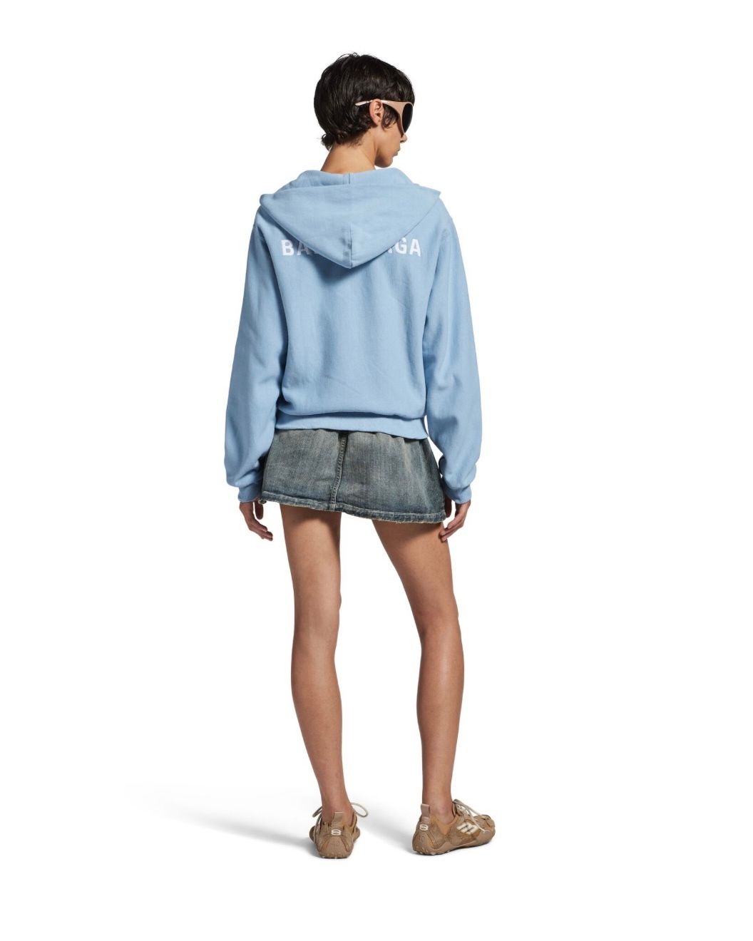 BALENCIAGA BACK ジップアップ フーディー レギュラーフィット / ウィメンズ / ウェア / スウェットシャツ＆フーディー / ブルー/ホワイト / 2026SS NEW