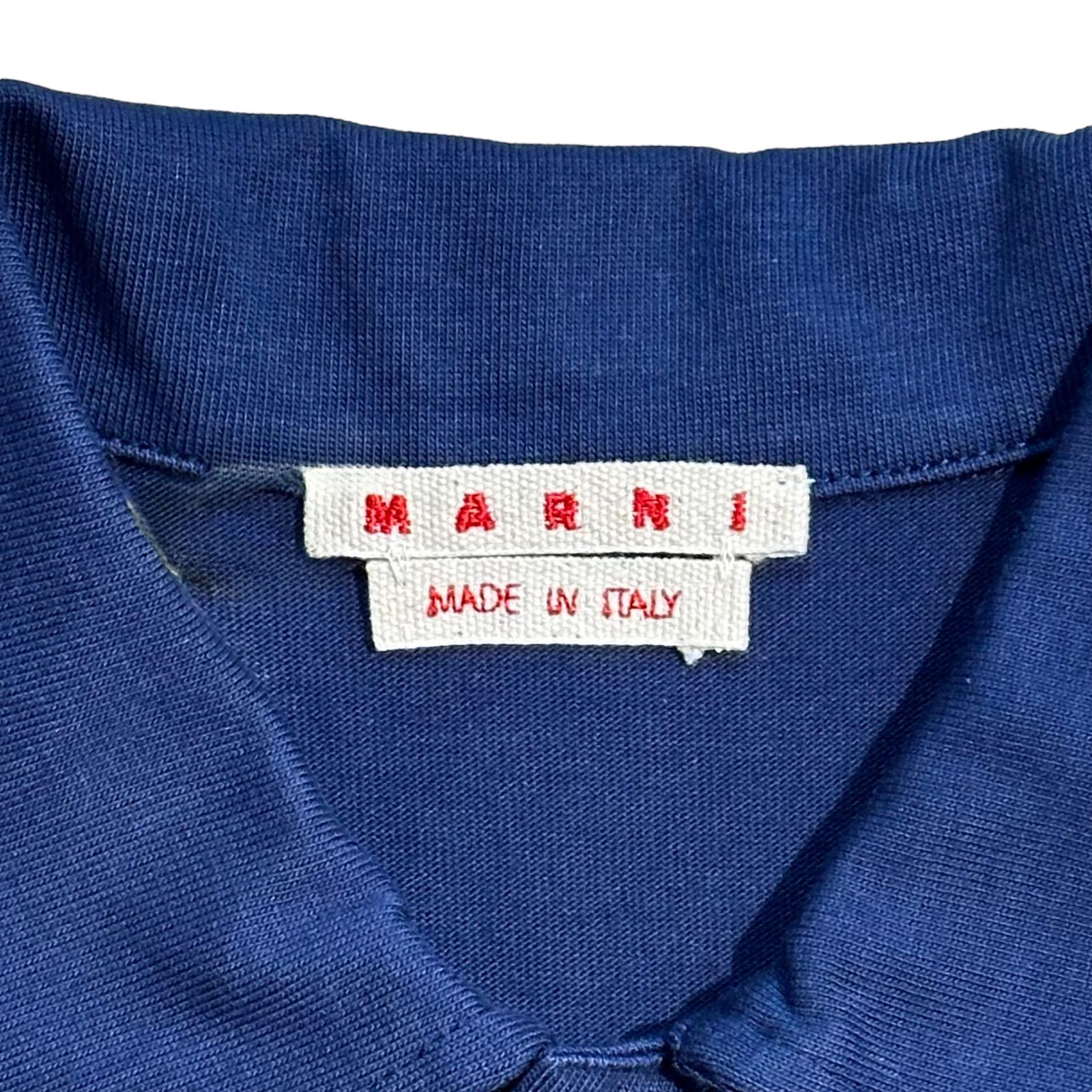 ネイビー マルニパッチ付き オーガニックコットン製オーバーサイズポロシャツ