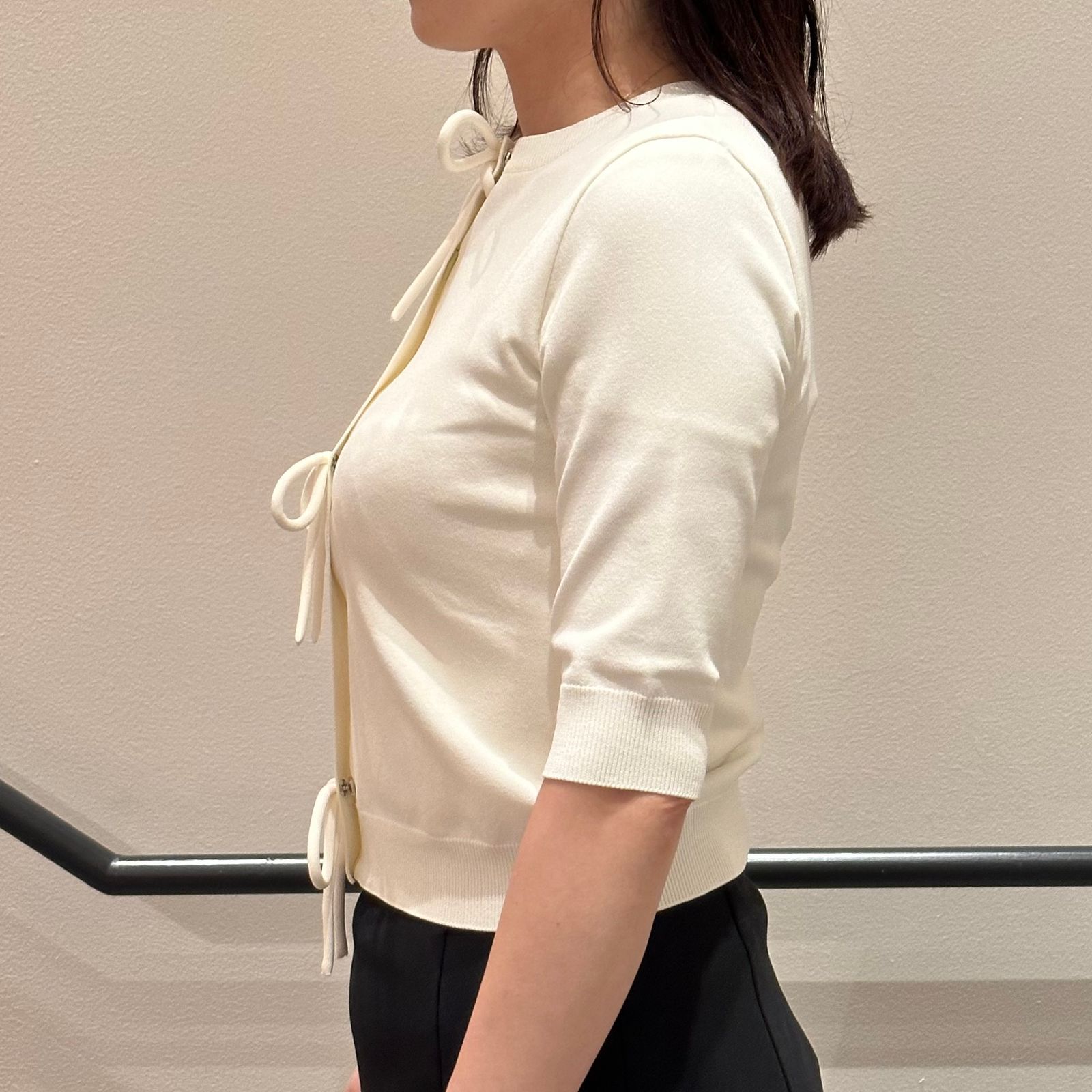 Crepe tulle short sleeves tops / トップス / チュール / ショートスリーブ / リボン / オフホワイト