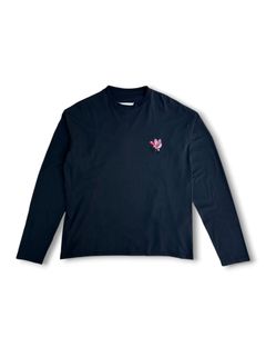 フラワーMM エンブロイダード コットンロングTシャツ/ ブラック/ 2026SS NEW