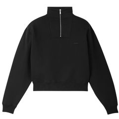 Gros Grain ジップロールネック スウェットシャツ / ジップアップセーター / ブラック / 25aw new
