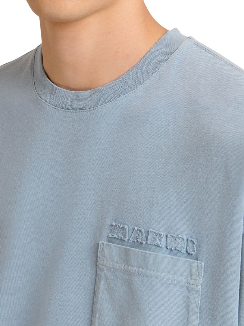 Marniパッチ コットンTシャツ/ ライトブルー/ 2026SS NEW