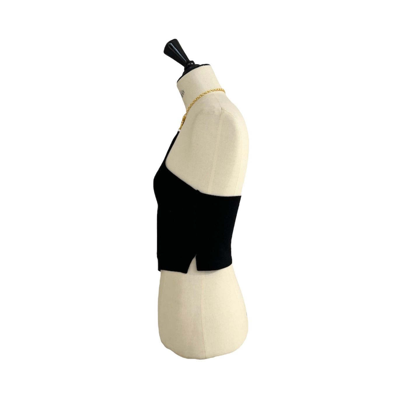 CHAIN HALTER NECK KNIT TOP WITH SLEEVE / ホルターネック / アンサンブル / ブラック / ウィメンズ