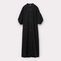 Broad tuck gather sleeve shirt dress / シャツドレス / ブラック / 2025SS new