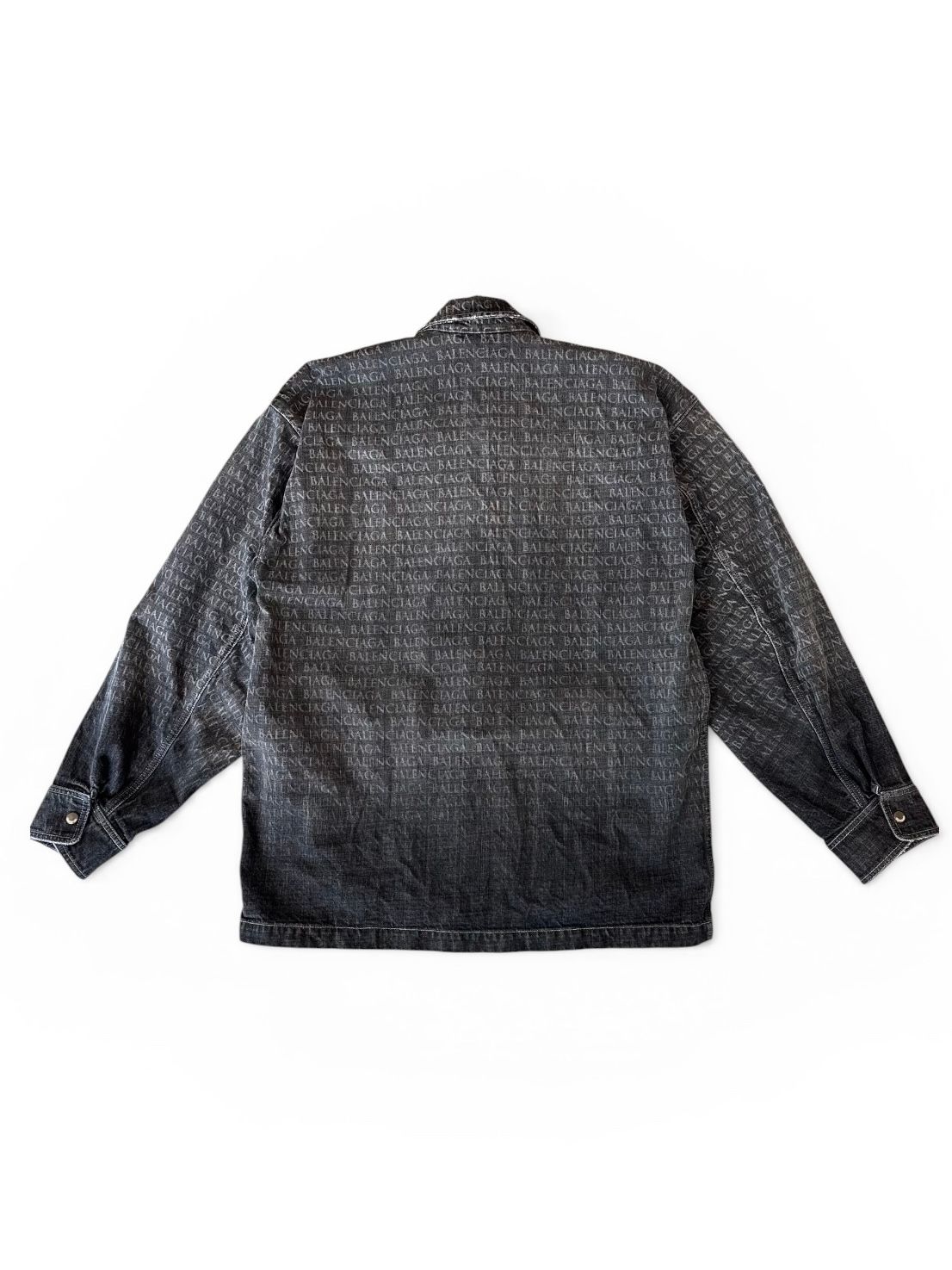 ジップアップ BALENCIAGAロゴ デニムジャケット ラージフィット / メンズ / ウェア / デニム / ブラック/グレー / 2026SS NEW
