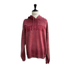 DELAVÈ RELAX FIT HOODIE SWEATSHIRT / ダメージ加工フーディー / レッド / 24AW NEW