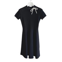 Crepe tulle dress  / リボン付き ワンピース / 伸縮性 / レディース / ブラック