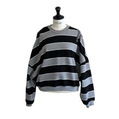 クロップド ボーダースウェットシャツ / グレー・ブラック / 25SS new