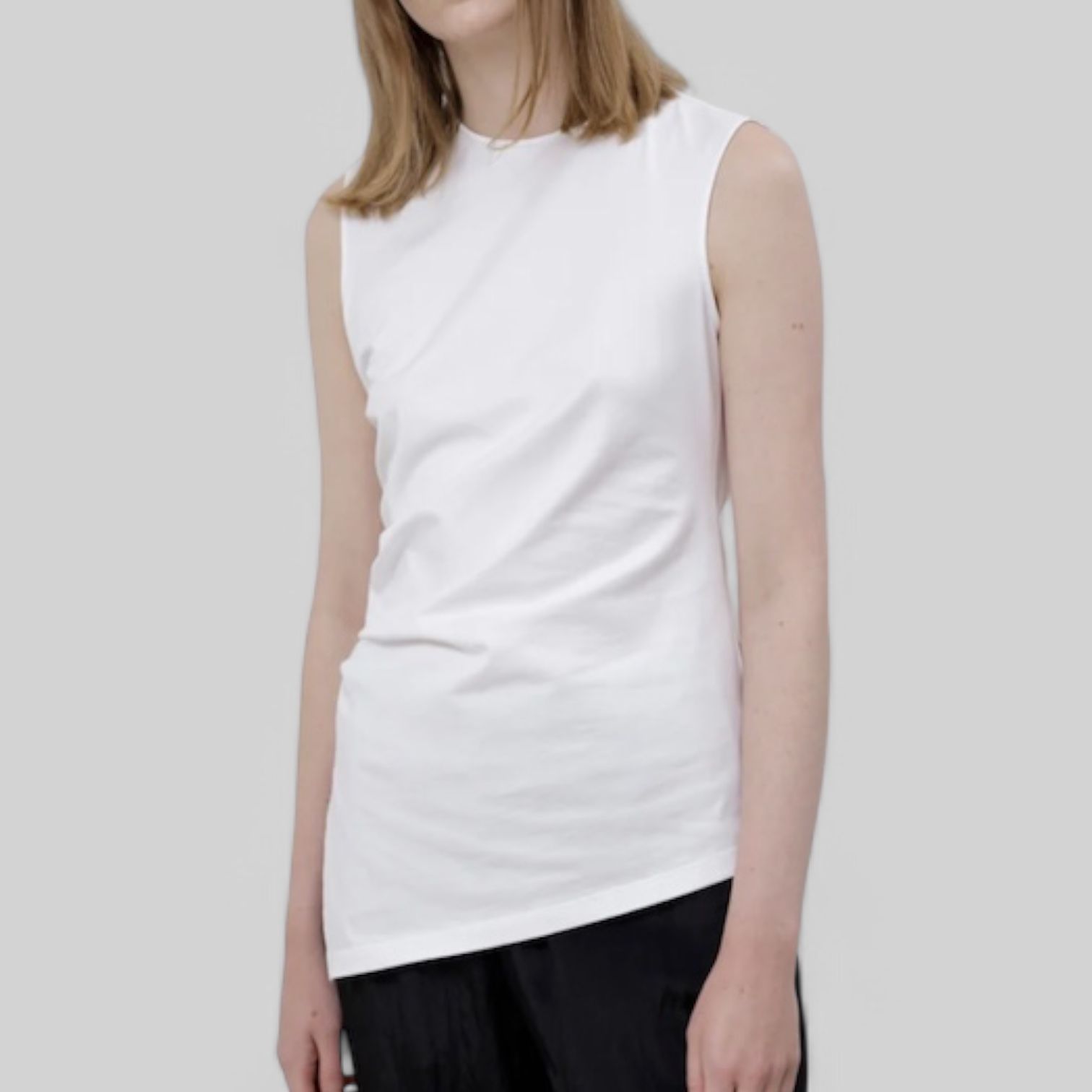 Organic cotton cross jersey tuck sleeveless top / オーガニックコットン クロスジャージータック ノースリーブトップ / ホワイト / 2025SS new