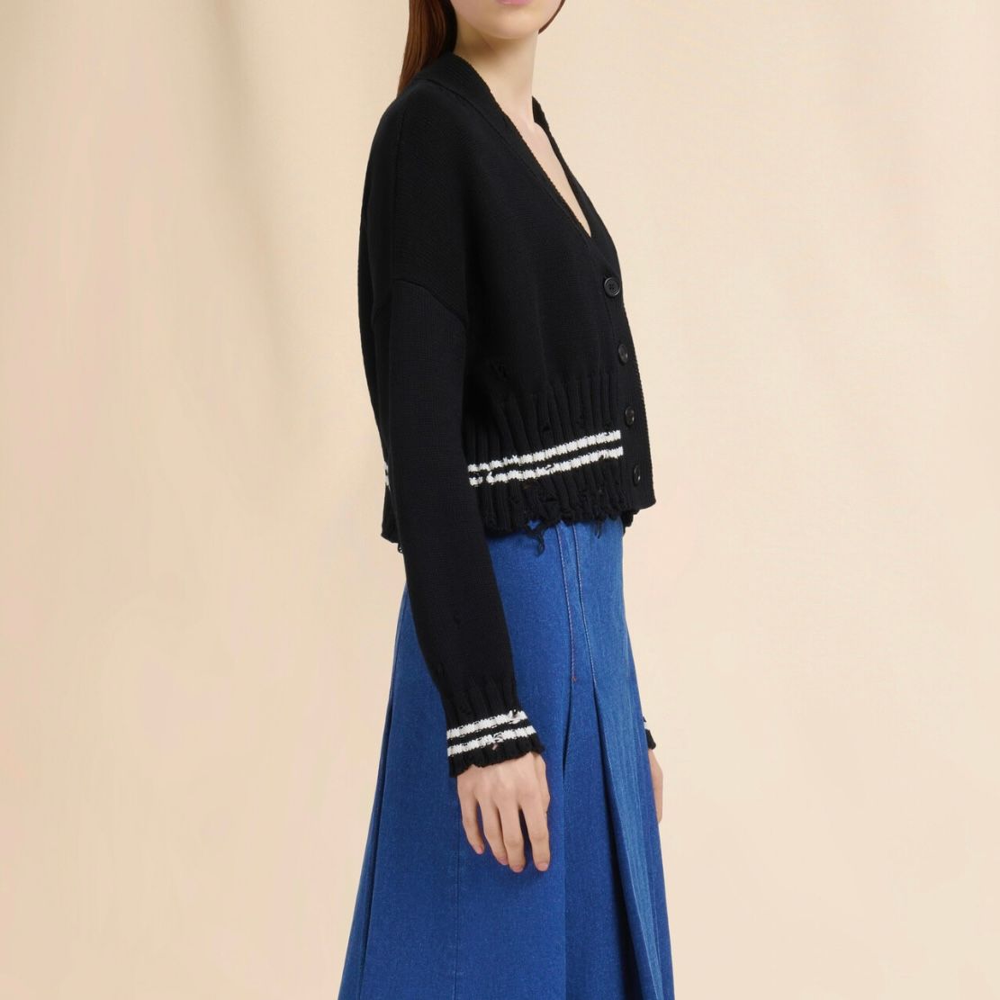 ディシェベルト調 コットン製 カーディガン / ブラック / 25aw new