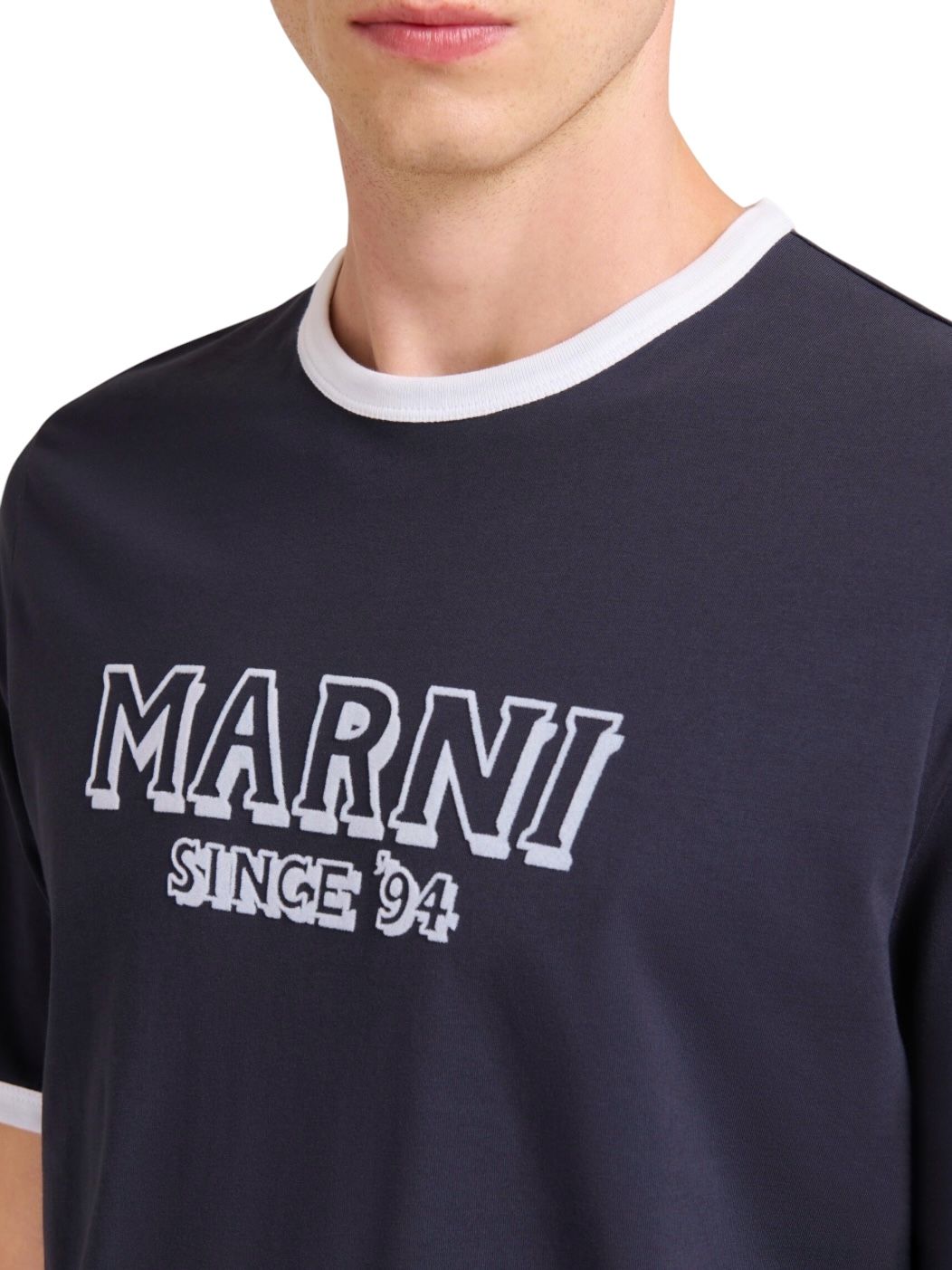 コントラストトリム ディープブルー コットンTシャツ/ 2026SS NEW