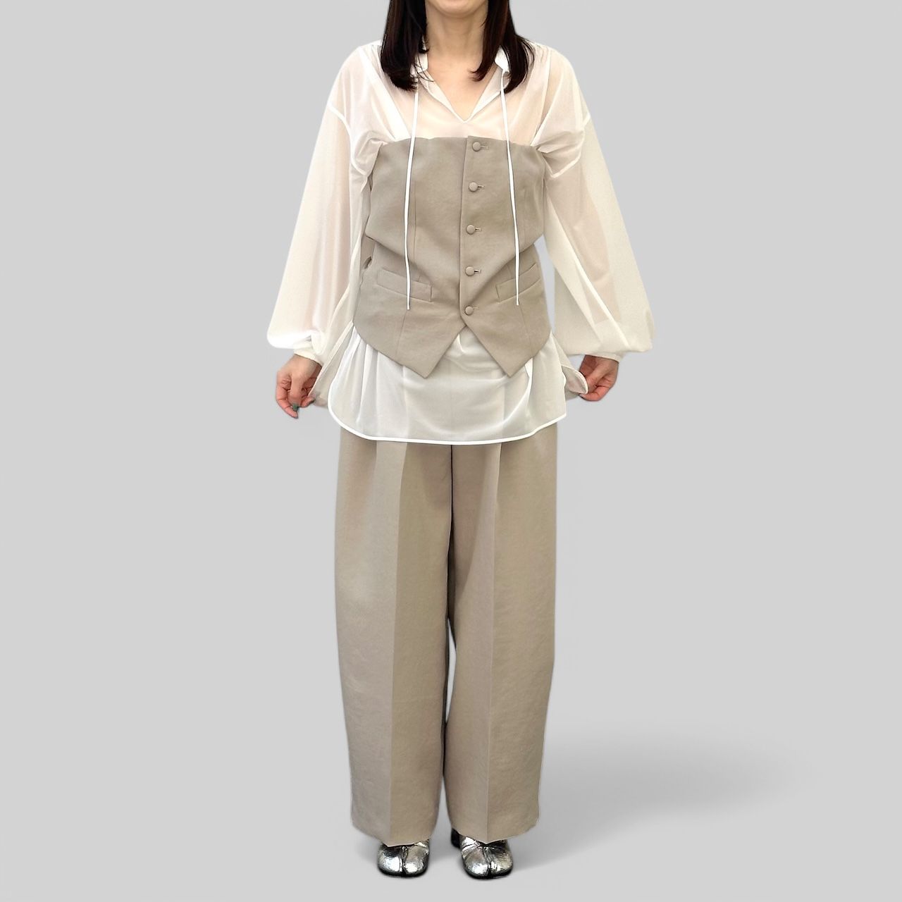 Viscose mad cross wide tuck pants / 2タック ワイドパンツ / ベージュ / 2025SS new