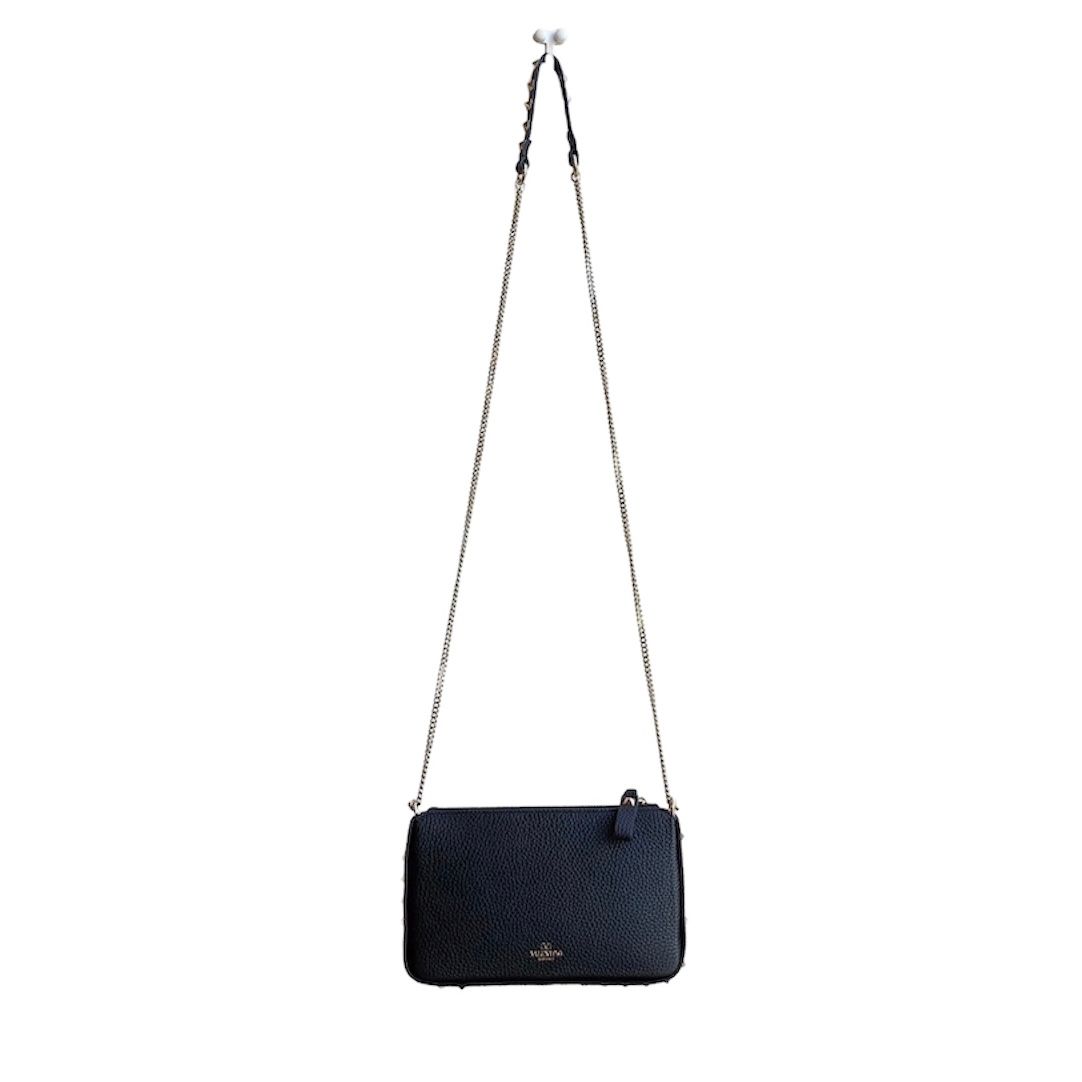 Rock studs grained calfskin chain pouch / バッグ / ショルダーバッグ / クロスボディバッグ / レザー / カーフレザー / ロックスタッズ / ブラック