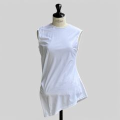Organic cotton cross jersey tuck sleeveless top / オーガニックコットン クロスジャージータック ノースリーブトップ / ホワイト / 2025SS new