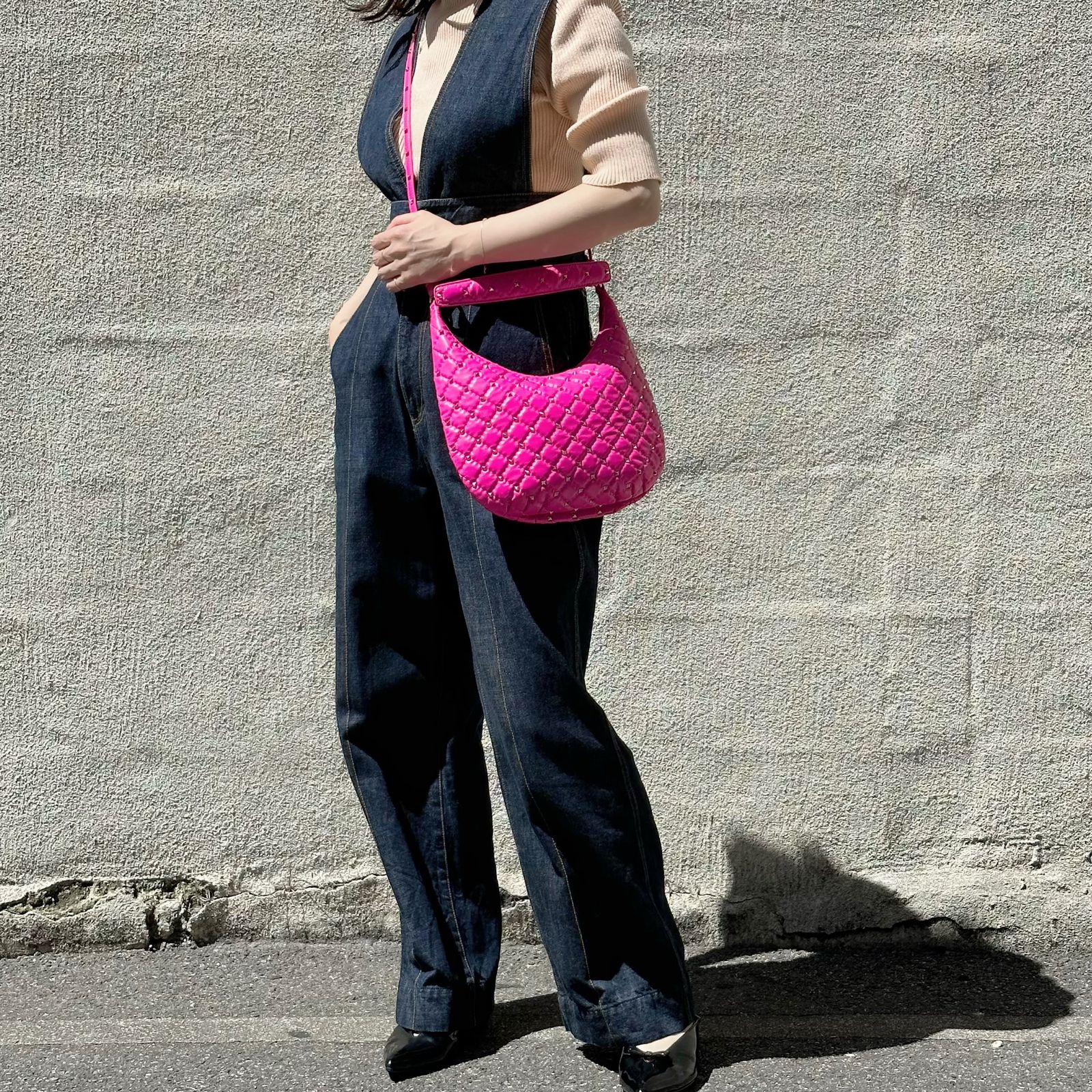 Rokc studs shoulder bag / バッグ / ショルダーバッグ / ハンドバッグ / 2way / レザー / ロックスタッズ / ピンク