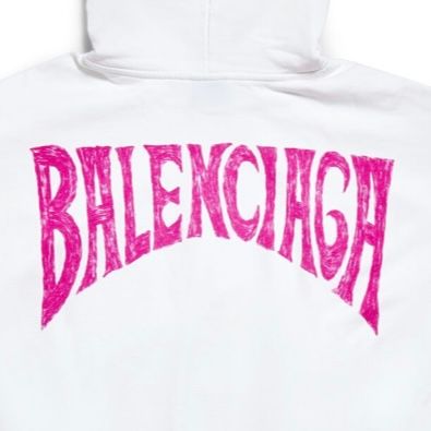 BALENCIAGA HAND-DRAWN HOODIE / パーカー / ホワイト / ピンク（バックプリント） / メンズ
