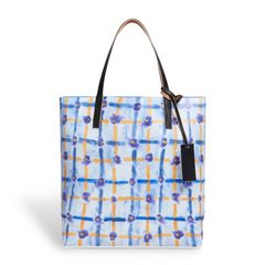 SARABANDプリント トート（MARNIタグ付き） / トートバッグ / ロイヤルブルー / フラワーチェックプリント / レザーハンドル / ウィメンズ