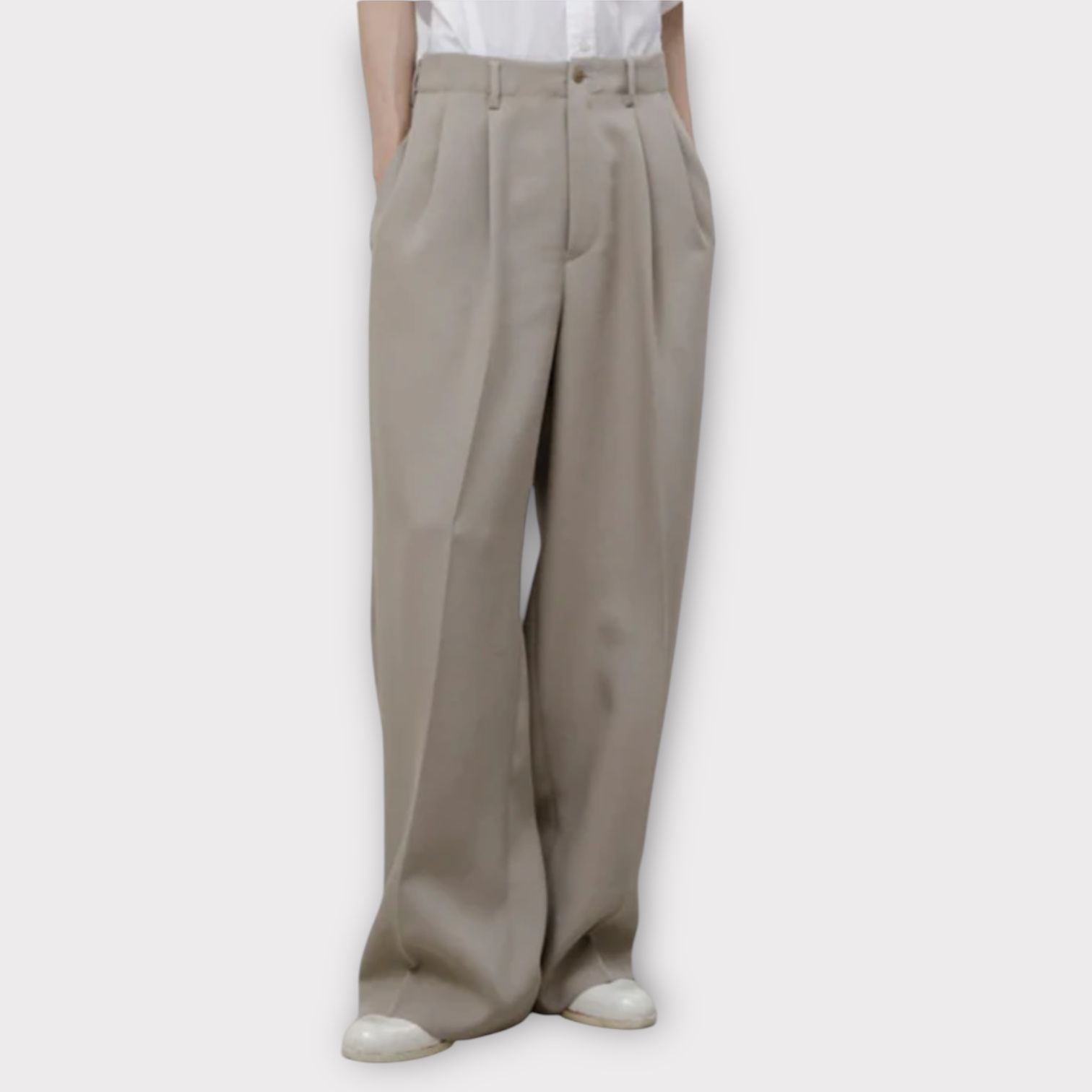 Viscose mad cross wide tuck pants / 2タック ワイドパンツ / ベージュ / 2025SS new