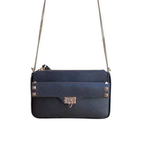 Rock studs grained calfskin chain pouch / バッグ / ショルダーバッグ / クロスボディバッグ / レザー / カーフレザー / ロックスタッズ / ブラック