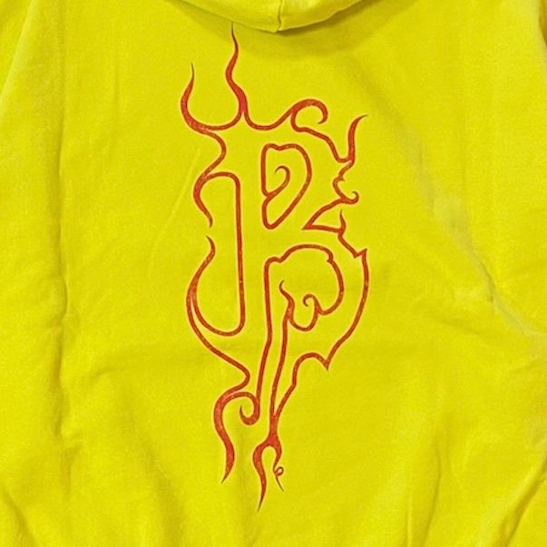 DARKWAVE ROUND HOODIE / パーカー / イエロー / レッド（プリント） / メンズ