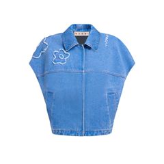 オーガニックコットン製 クロップドデニムベスト / ブルー / 25SS new