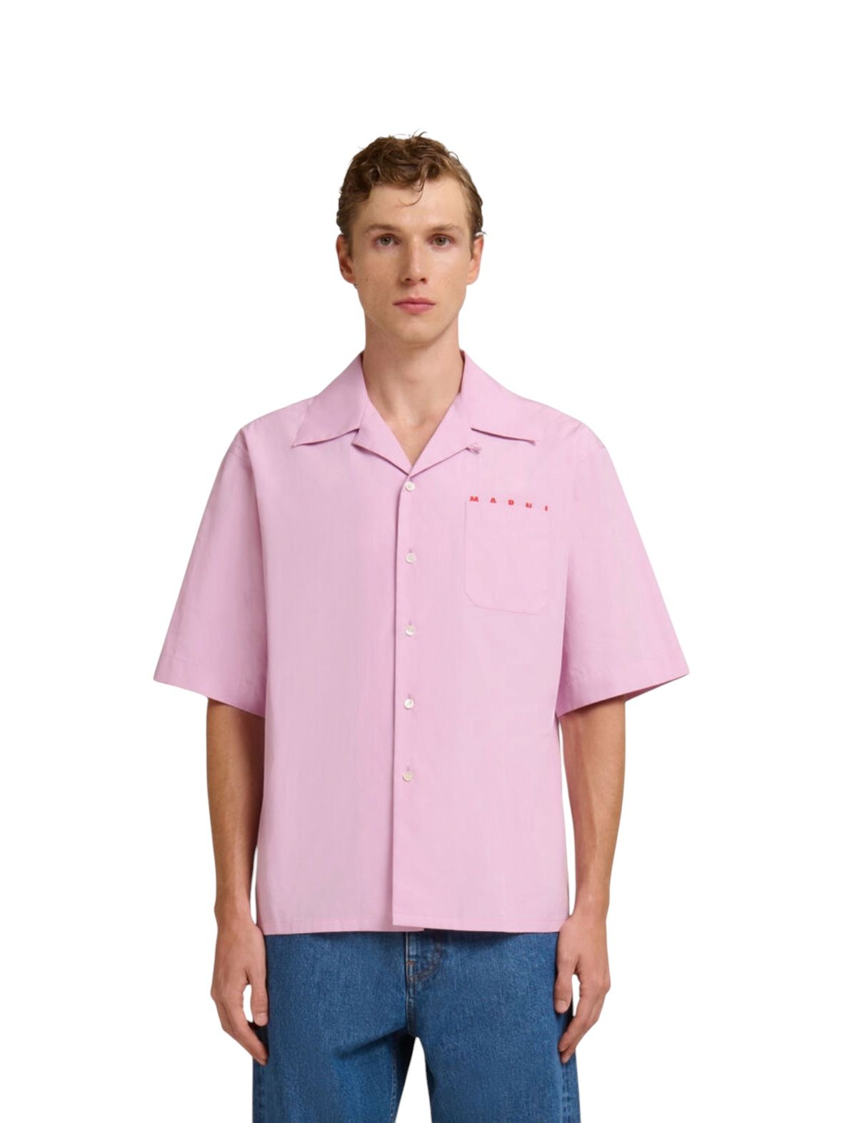 オーガニックポプリン製 オープンシャツ、コンシールロゴ入り/ 2026SS NEW